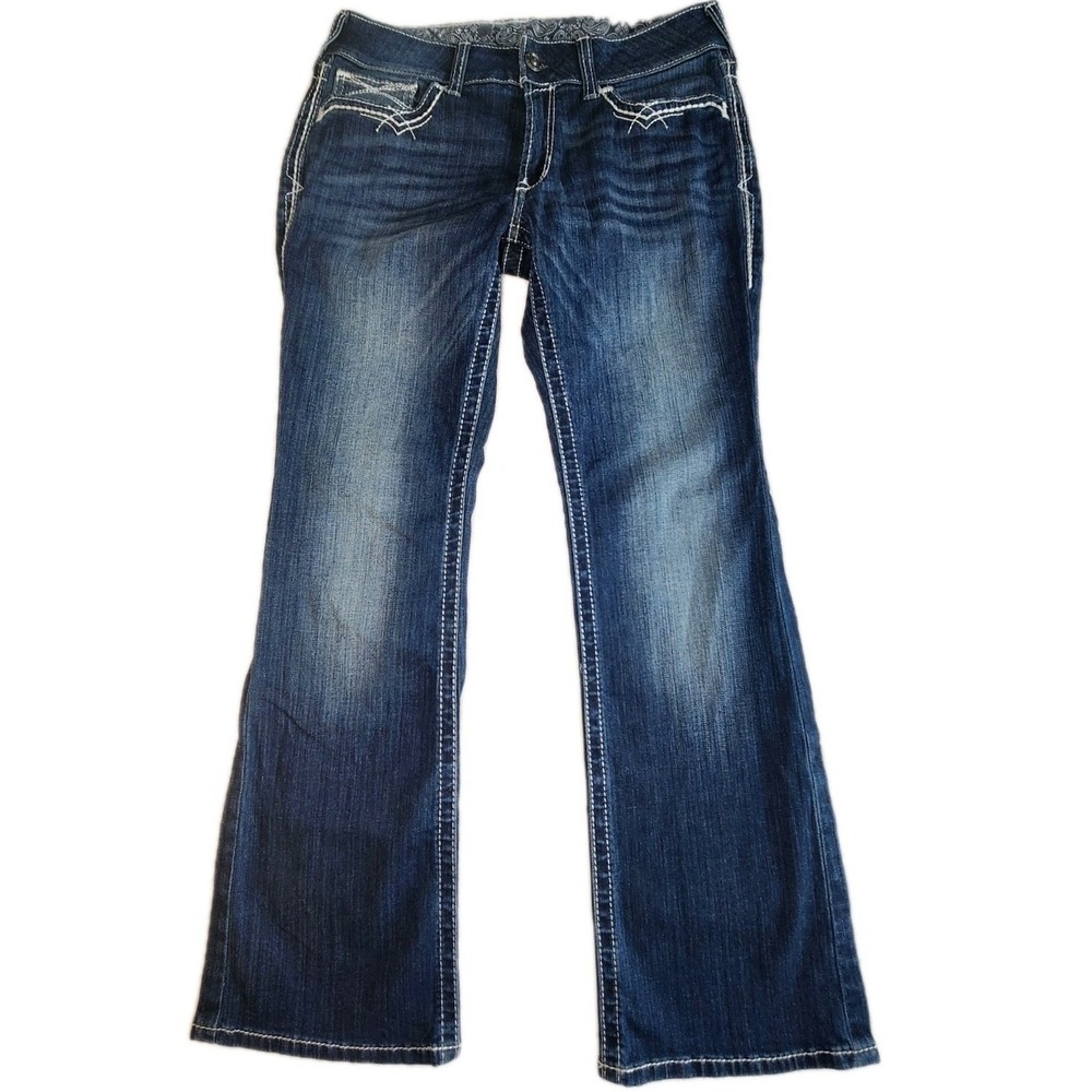 ARIAT REAL Bootcut Jeans Womens 30S Marine Blue Mid Rise Stretch‎ Denim Western